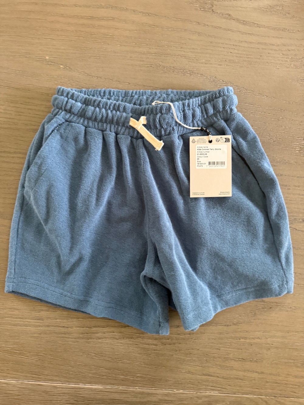 OAS Kids Blue Terry Shorts with Drawstring